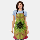 Tablier Mosaic Mandala Flower jaune vert et rose (Porté)