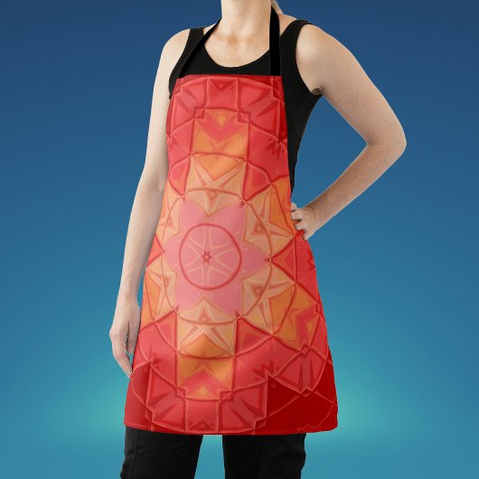 Tablier Mosaic Mandala Flower rouge et orange