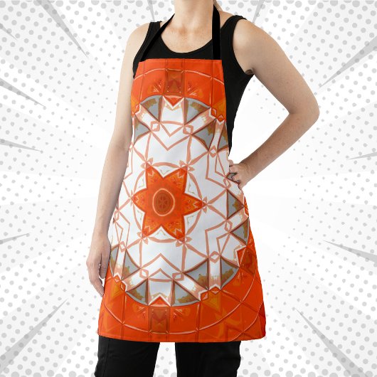Tablier Mosaic Mandala Orange et Blanc