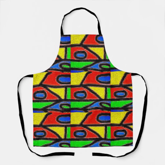 Tablier Mosaïque artisanale, Peinture Barcelone Tilles (Recto)