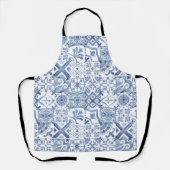 Tablier Mosaïque de fleurs, Motif de mosaïque bleue (Recto)