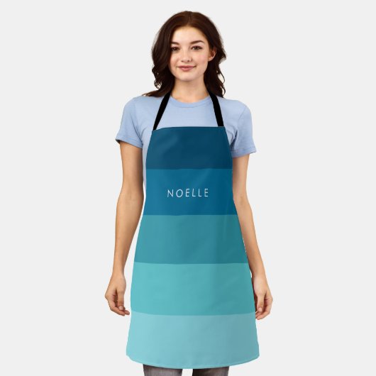 Tablier Motif à bandes bleues (Porté)