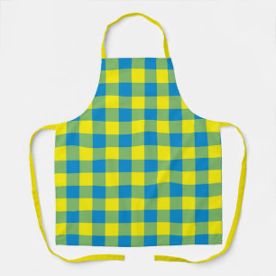 Tablier Motif à carreaux et à losanges bleu jaune vert