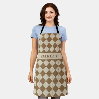 Tablier Motif à carreaux marron vintage