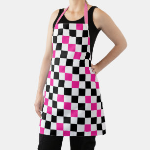 Tablier Motif à carreaux rose noir et blanc