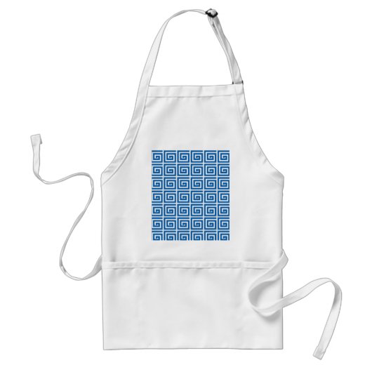 Tablier Motif à clé grecque - bleu et blanc (Devant)