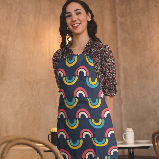 Tablier Motif à demi-cercle multicolore