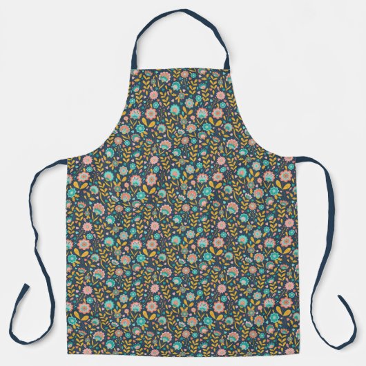 Tablier Motif à fleurs d'art populaire (Recto)