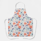 Tablier Motif à fleurs moderne orange et bleu (Recto)