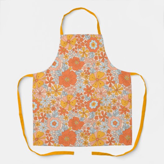 Tablier Motif à fleurs Orange Retro (Recto)