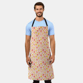Tablier Motif à fleurs rose et jaune (Porté)