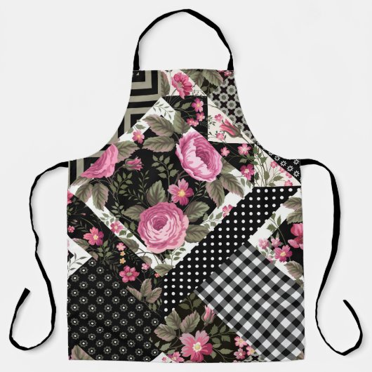 Tablier motif à patchwork floral transparent avec géométri (Recto)