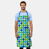Tablier Motif à points bleu vert Polka (Porté)