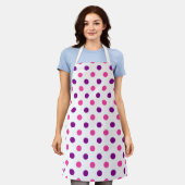 Tablier Motif à pois blanc violet rose (Porté)