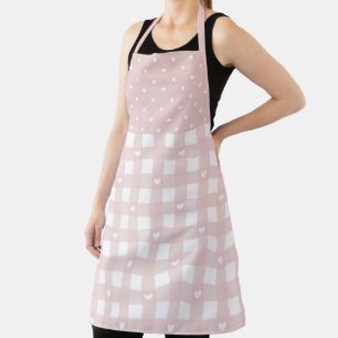 Tablier Motif à pois et cœurs à carreaux