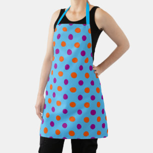 Tablier Motif à pois orange bleu violet