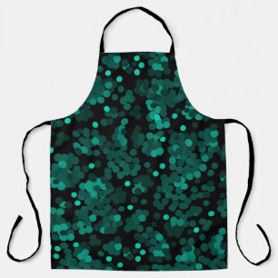 Tablier Motif à pois vert turquoise sur fond noir