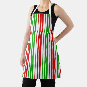 Tablier Motif à rayures blanches rouges et vertes