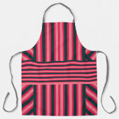 Tablier Motif à rayures Chevron noir fuchsia (Recto)