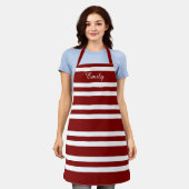 Tablier Motif à rayures rouges personnalisées (Porté)