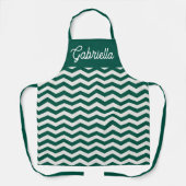 Tablier Motif à rayures zig zag Chevron vert sarcelle (Recto)