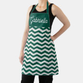Tablier Motif à rayures zig zag Chevron vert sarcelle (Insitu)