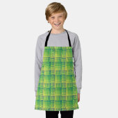 Tablier Motif Abstrait à Damier Vert Bleu (Porté)