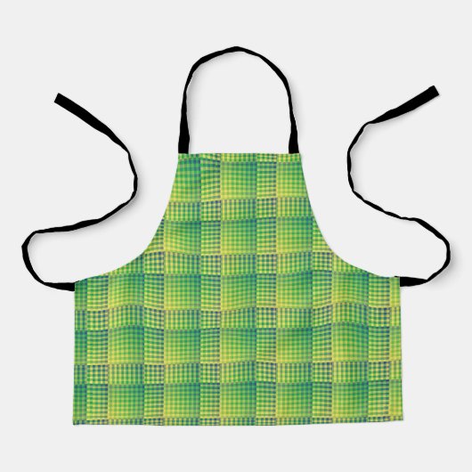Tablier Motif Abstrait à Damier Vert Bleu (Recto)