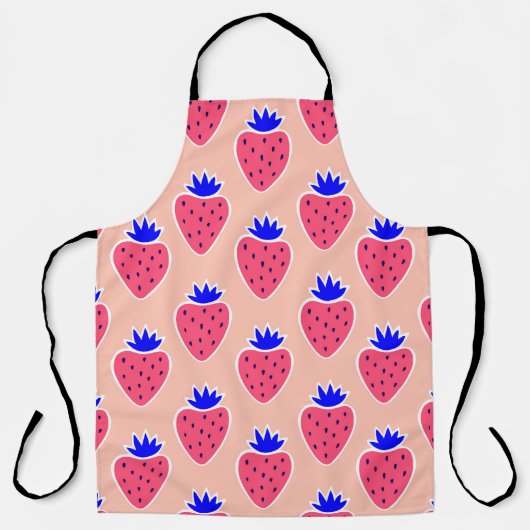 Tablier motif Abstrait à la fraise sur pêche. (Recto)