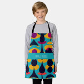 Tablier Motif Abstrait bleu Jaune (Porté)