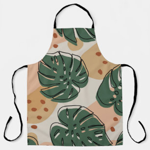 Tablier Motif Abstrait de boho monstera. PA moderne sans s