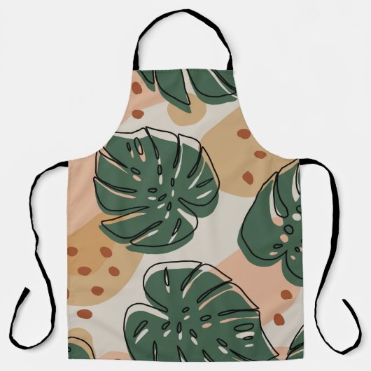 Tablier Motif Abstrait de boho monstera. PA moderne sans s (Recto)