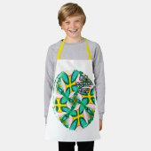Tablier Motif Abstrait de fleurs vertes (Porté)
