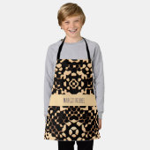Tablier Motif Abstrait de soccer mi-ton noir de biege (Porté)