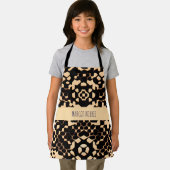 Tablier Motif Abstrait de soccer mi-ton noir de biege (Insitu)
