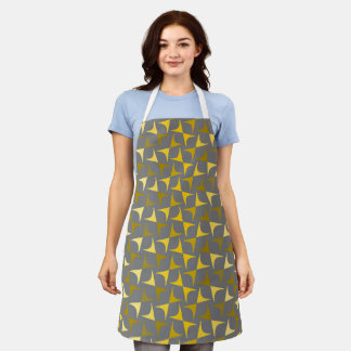 Tablier motif Abstrait jaune et gris