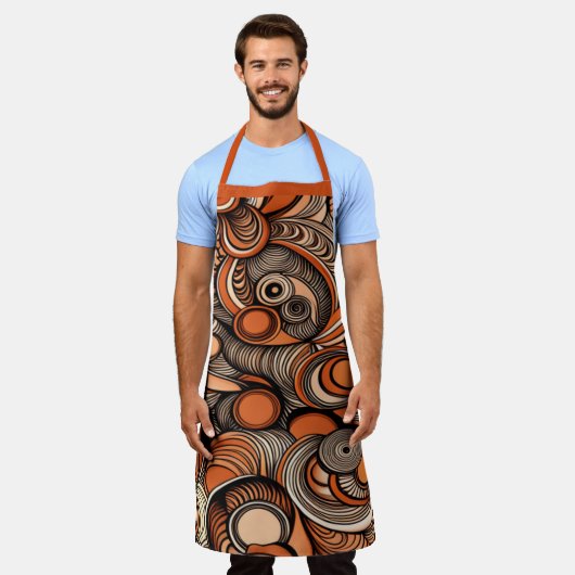 Tablier Motif Abstrait moderne Peach Orange (Porté)
