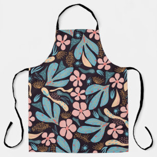 Tablier Motif abstrait, motif floral, dos foncé