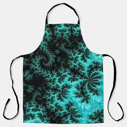Tablier Motif Abstrait noir vert fractal (Recto)