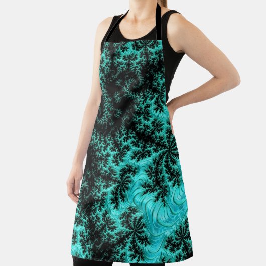 Tablier Motif Abstrait noir vert fractal (Insitu)