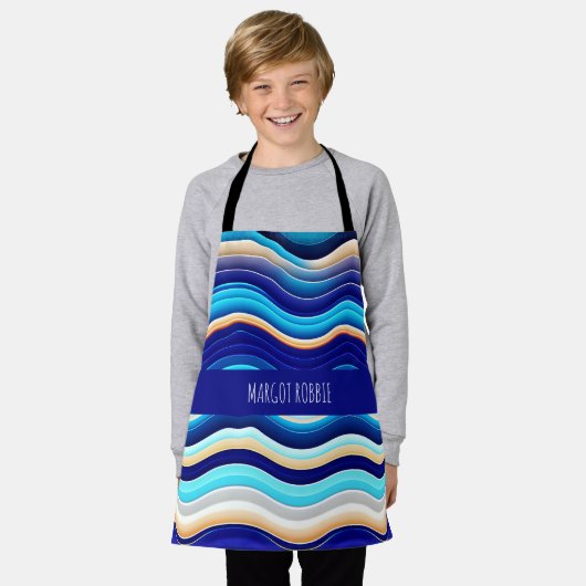 Tablier Motif Abstrait Sea Wave Soft (Porté)