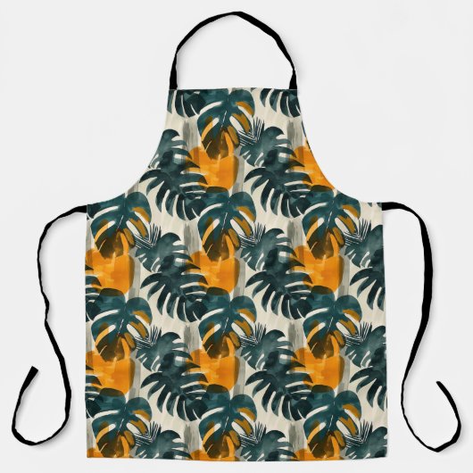 Tablier Motif abstrait simple avec feuilles de monstera, f (Recto)