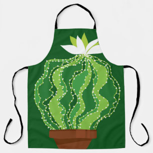 Tablier motif Abstrait vert cactus transparent