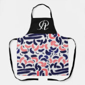 Tablier Motif acrylique bleu et orange (Recto)