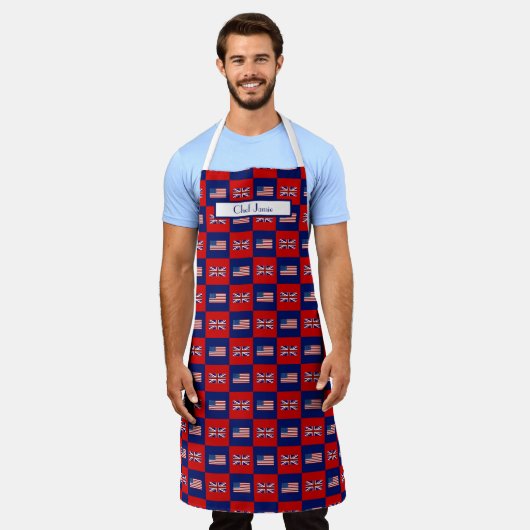 Tablier Motif alterné de drapeaux USA UK (Porté)