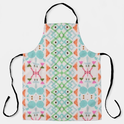 Tablier Motif américain. Impression Ikat transparente. Vin (Recto)
