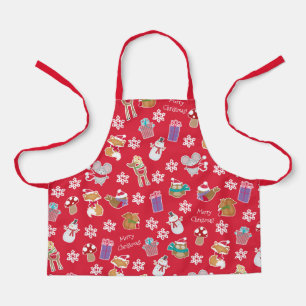 Tablier Motif animal de bois Rouge Joyeux Noël