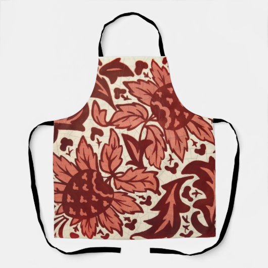 Tablier Motif Antique Fleurs Rouges et Fruits (Recto)