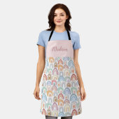 Tablier Motif arc-en-ciel rose pastel mignon (Porté)