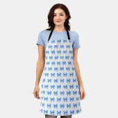 Tablier Motif arc en vichy bleu blanc (Porté)
